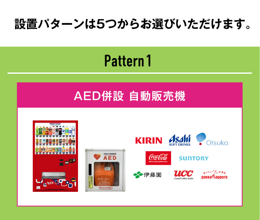 Pattern1 AED付複合自動販売機+新型コロナ対応 PPE（個人防護具）設置 